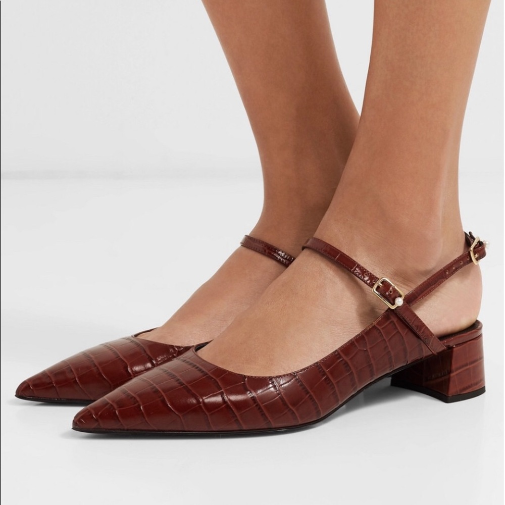 •SOLD• Erdem Aerin Embossed Leather Slingback